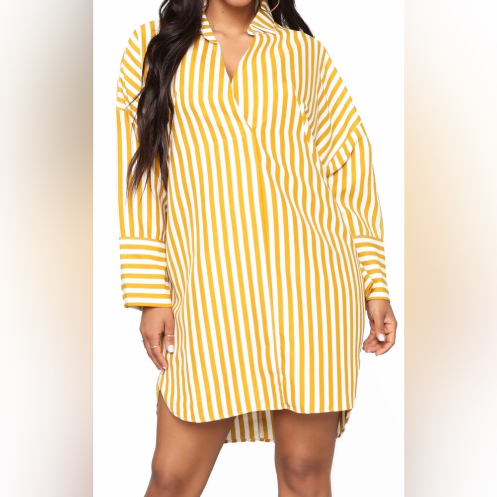 Fashion Nova Stripe Tunic Mustard